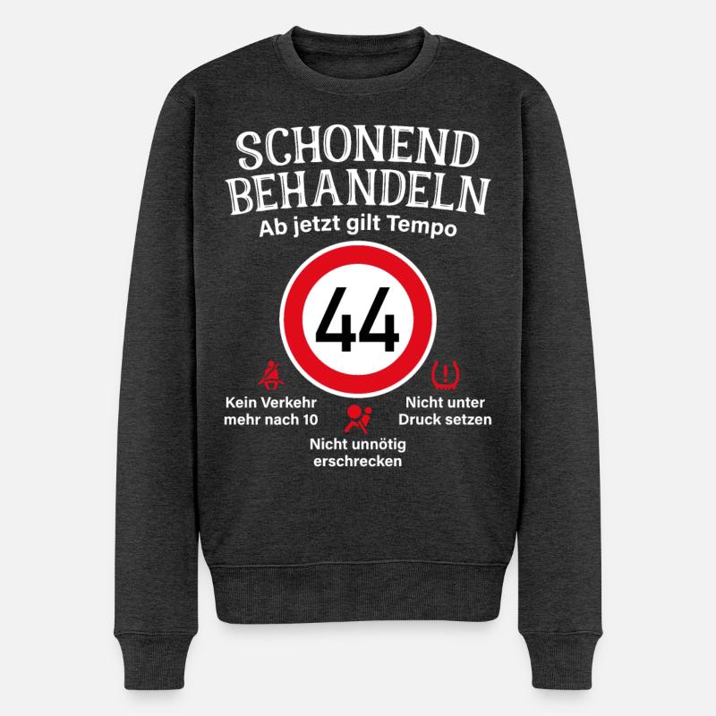 44. Geburtstag Schonend Behandeln 44 Tempolimit 44 - Männer Premium Bio Pullover - Anthrazit meliert