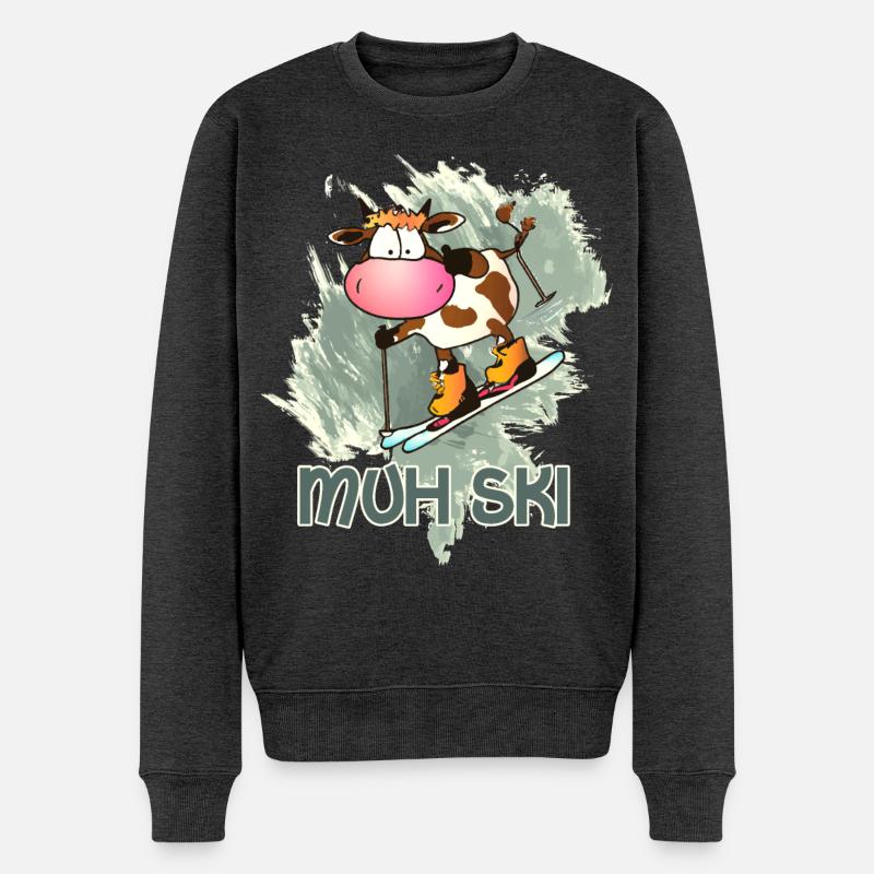 Muh Ski - Männer Premium Bio Pullover - Anthrazit meliert