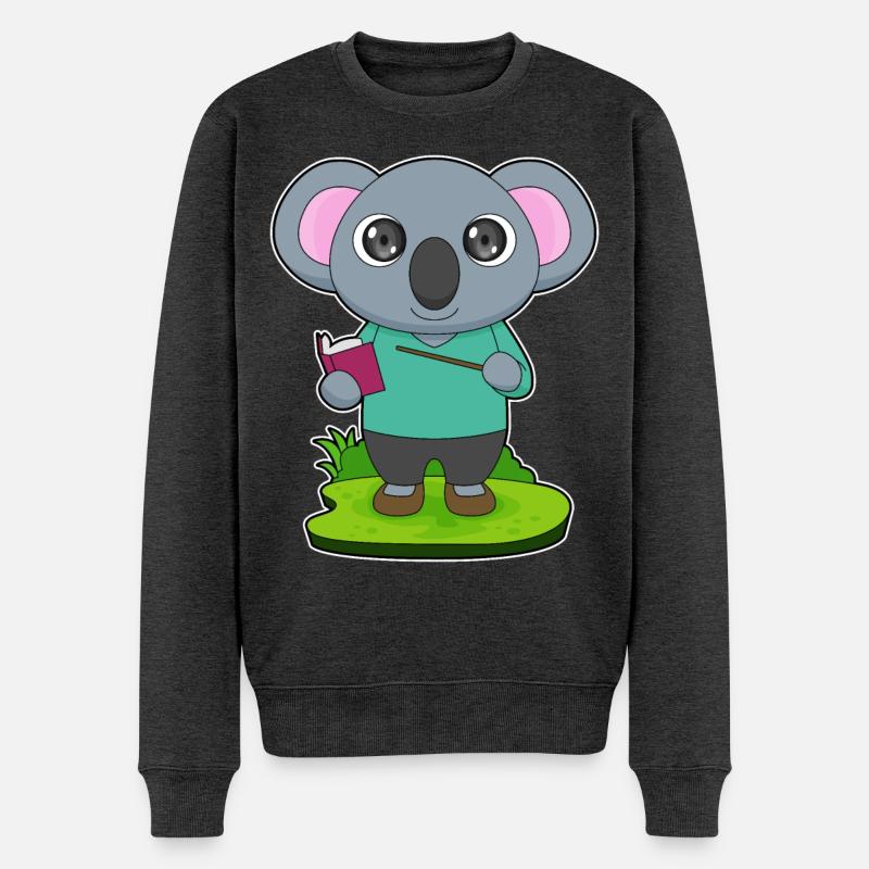 Koala Teacher Pointer - Pull Premium bio Homme - anthracite chiné