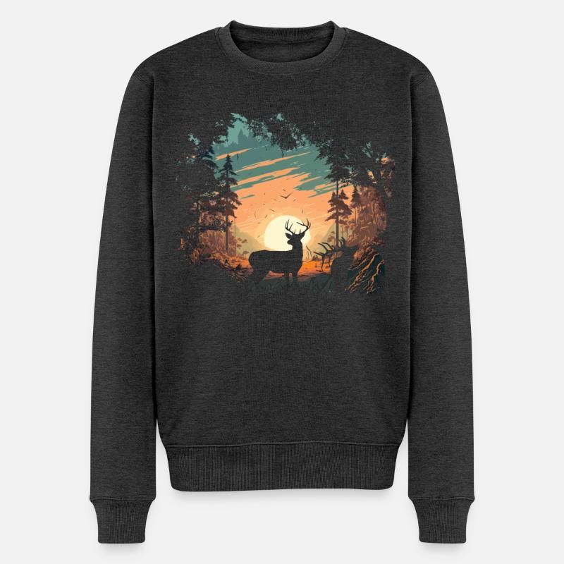 Wildnis - Männer Premium Bio Pullover - Anthrazit meliert