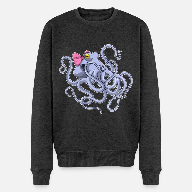 Krake Schleife - Männer Premium Bio Pullover - Anthrazit meliert