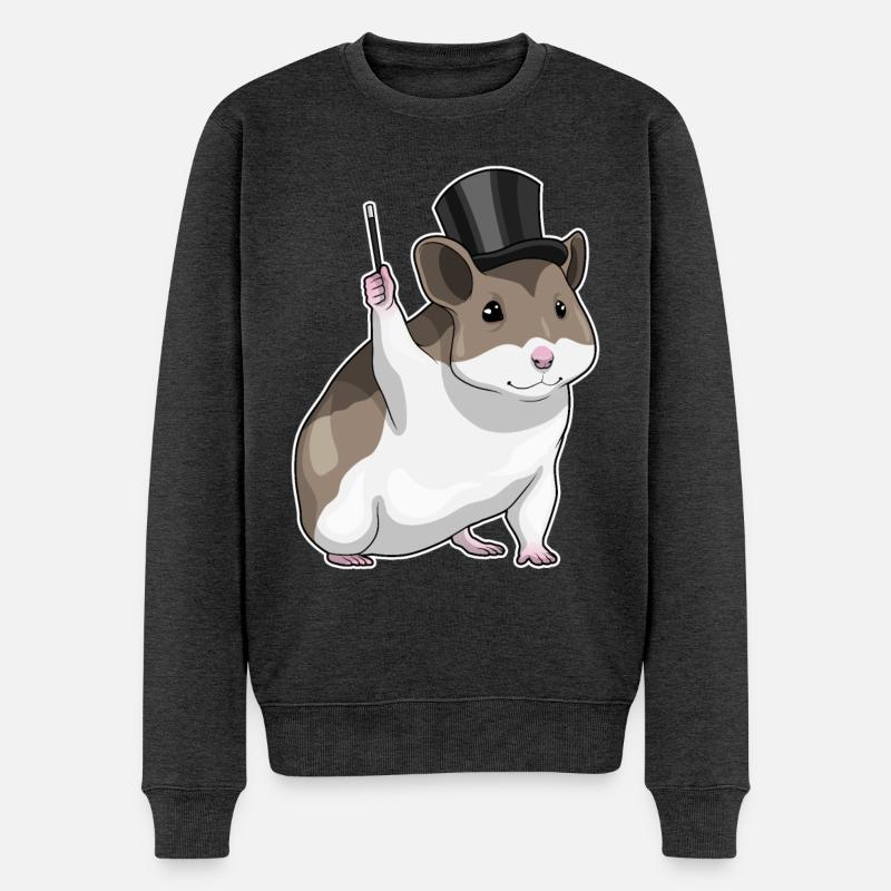Hamster Zauberer Zauberstab - Männer Premium Bio Pullover - Anthrazit meliert