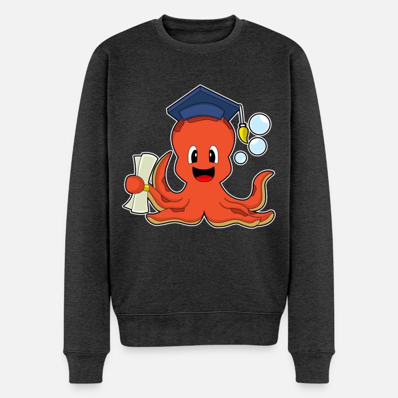 Krake Student Diplom - Männer Premium Bio Pullover - Anthrazit meliert