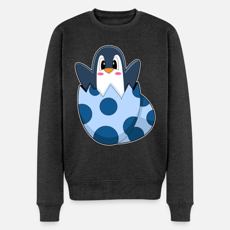 Pinguin Ei - Männer Premium Bio Pullover - Anthrazit meliert