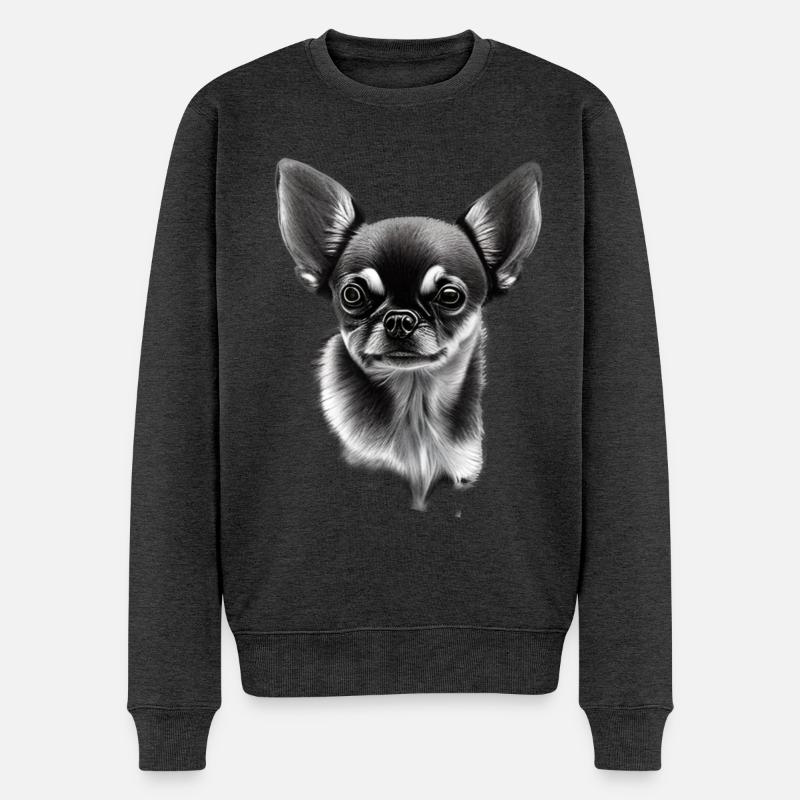 Zwerghund Chihuahua - Männer Premium Bio Pullover - Anthrazit meliert