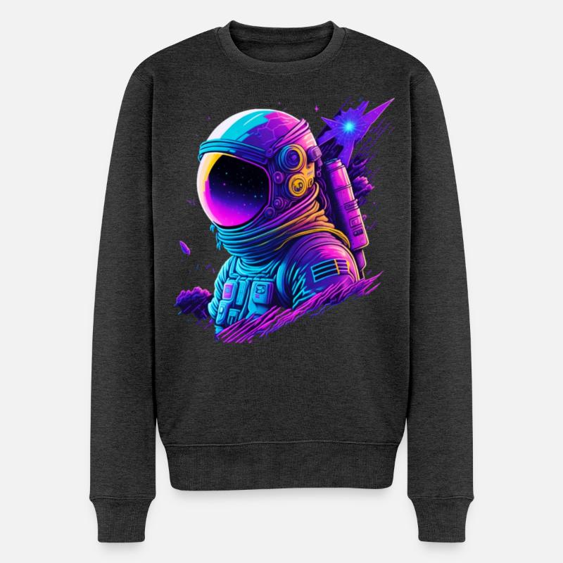 Synthwave Astronaute Space Explorer - Pull Premium bio Homme - anthracite chiné