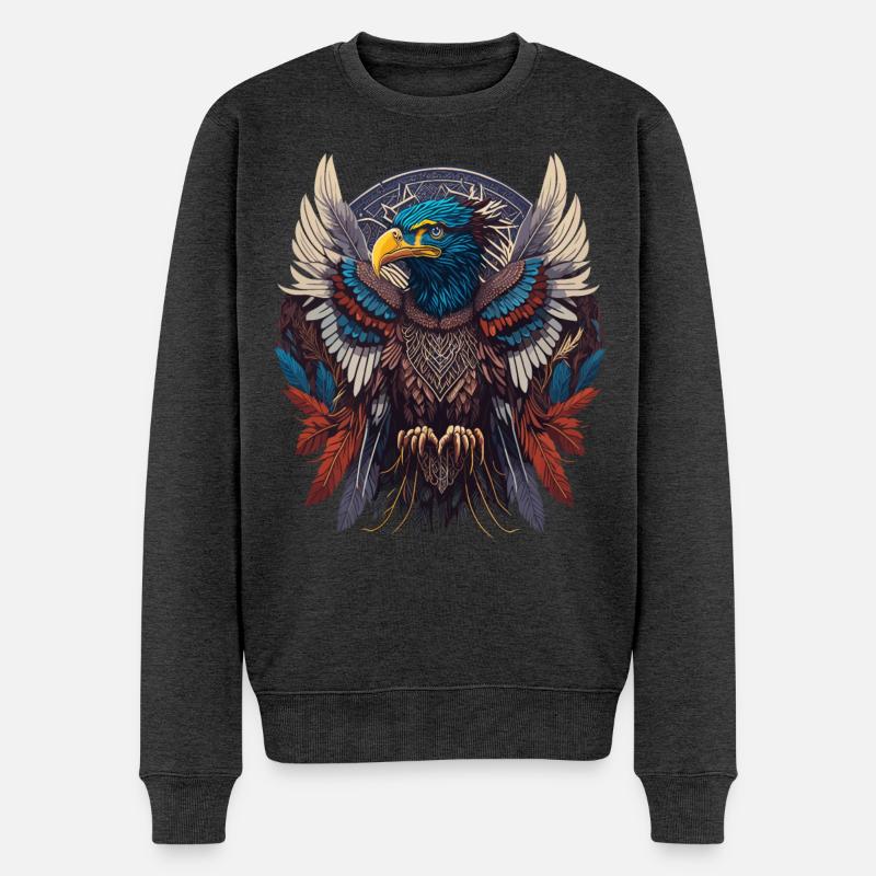 Native American Adler Traumfänger - Männer Premium Bio Pullover - Anthrazit meliert