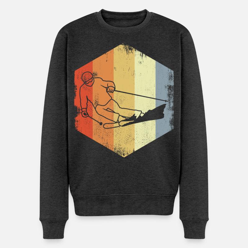 Skifahren - Männer Premium Bio Pullover - Anthrazit meliert