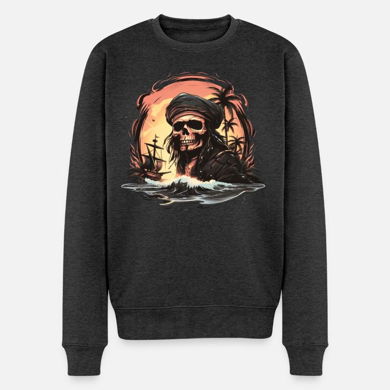 Totenkopfpirat - Männer Premium Bio Pullover - Anthrazit meliert