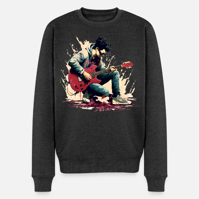 Gitarrist - Männer Premium Bio Pullover - Anthrazit meliert