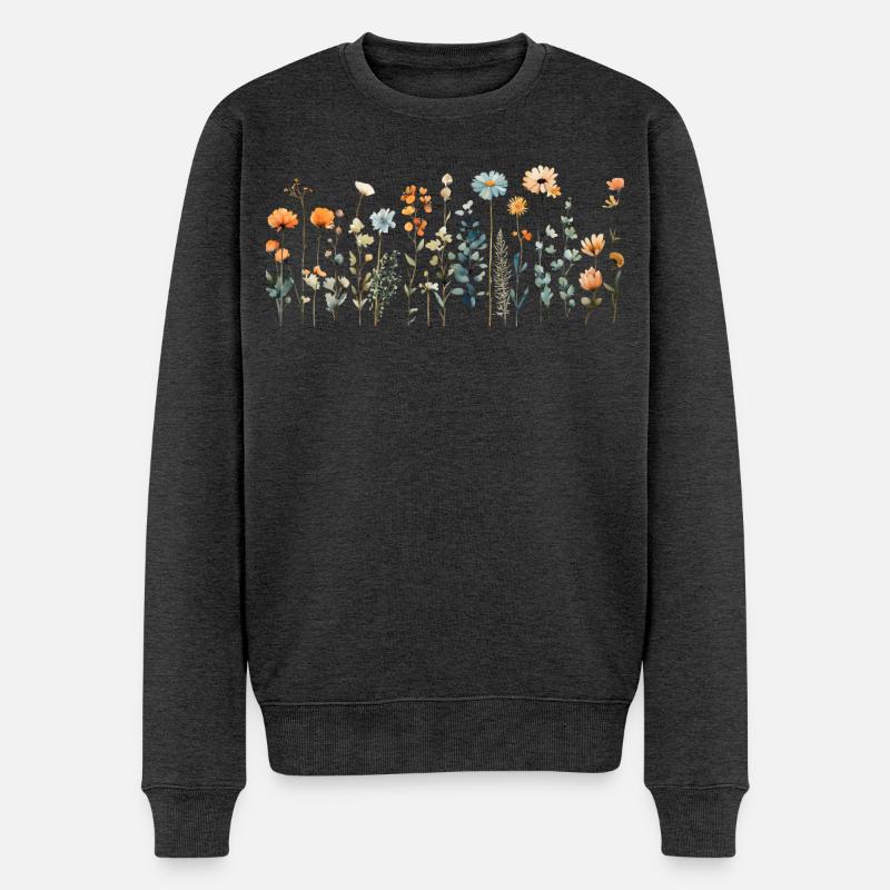 Fleurs sauvages mignonnes | Design charmant - Pull Premium bio Homme - anthracite chiné