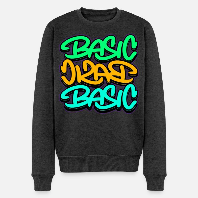 Urban Graffiti Basic Dreifach Schrift - Männer Premium Bio Pullover - Anthrazit meliert