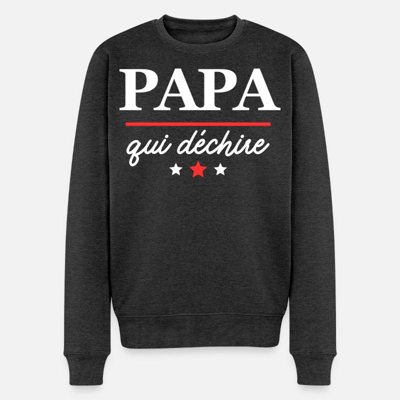 Papa qui déchire  - Pull Premium bio Homme - anthracite chiné