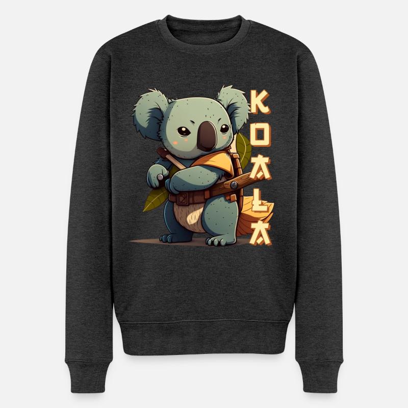 Samouraï Koala avec lettrage - Pull Premium bio Homme - anthracite chiné
