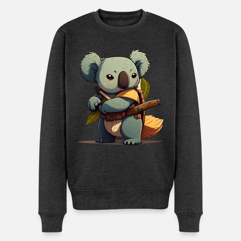 Koala als Samurai - Männer Premium Bio Pullover - Anthrazit meliert