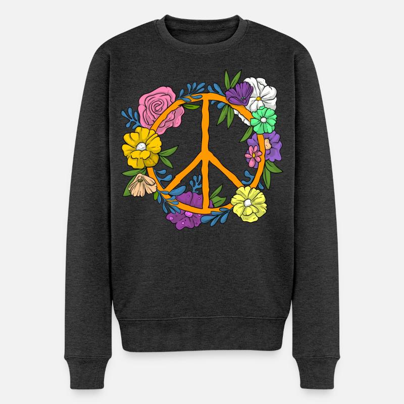 Peace Symbol / Friedenszeichen - Männer Premium Bio Pullover - Anthrazit meliert