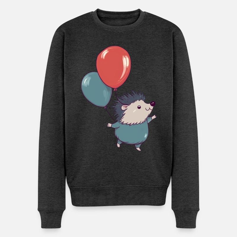 Kleiner Igel mit Luftballons - Männer Premium Bio Pullover - Anthrazit meliert