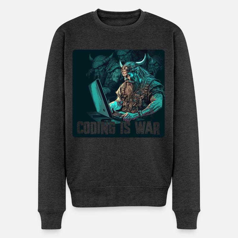 Programmier Wikinger - Männer Premium Bio Pullover - Anthrazit meliert