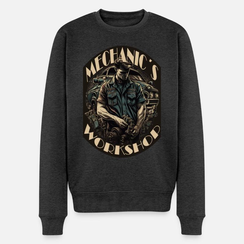Automechaniker mit Schriftzug - Männer Premium Bio Pullover - Anthrazit meliert