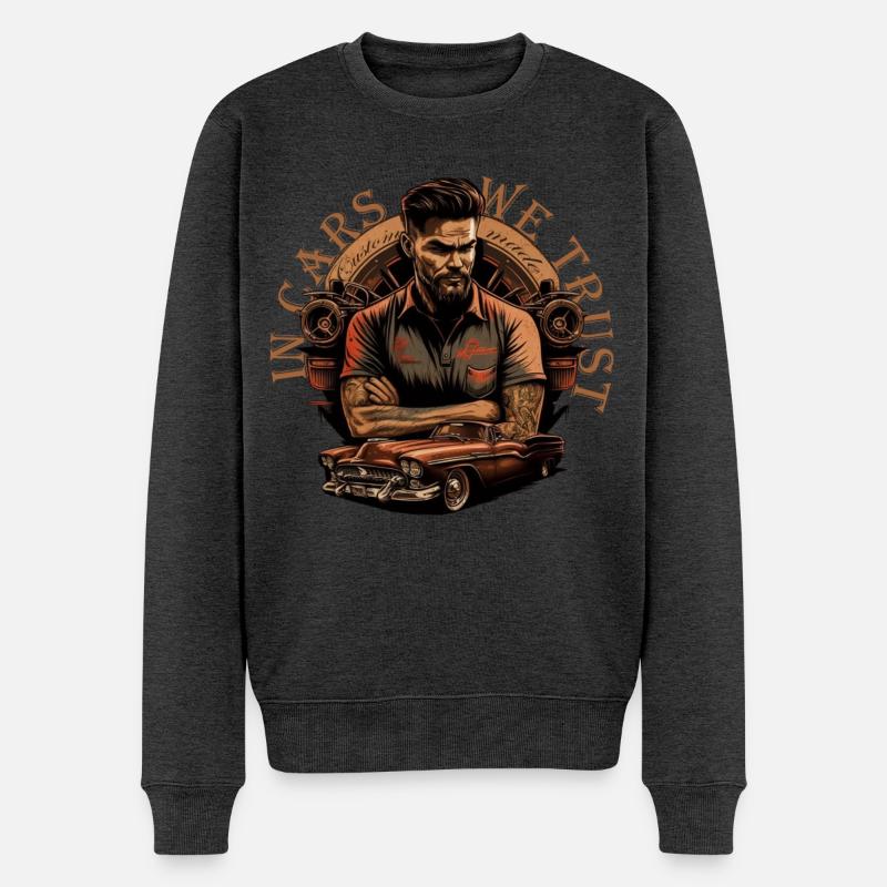 Oldtimer avec lettrage - Pull Premium bio Homme - anthracite chiné