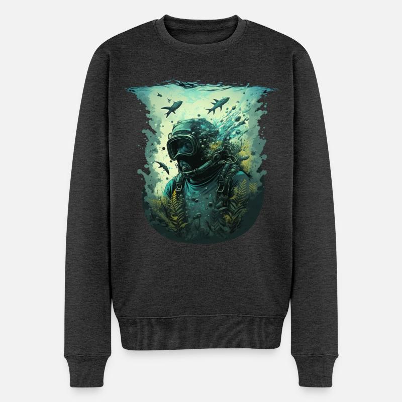 Taucher unter Wasser - Männer Premium Bio Pullover - Anthrazit meliert