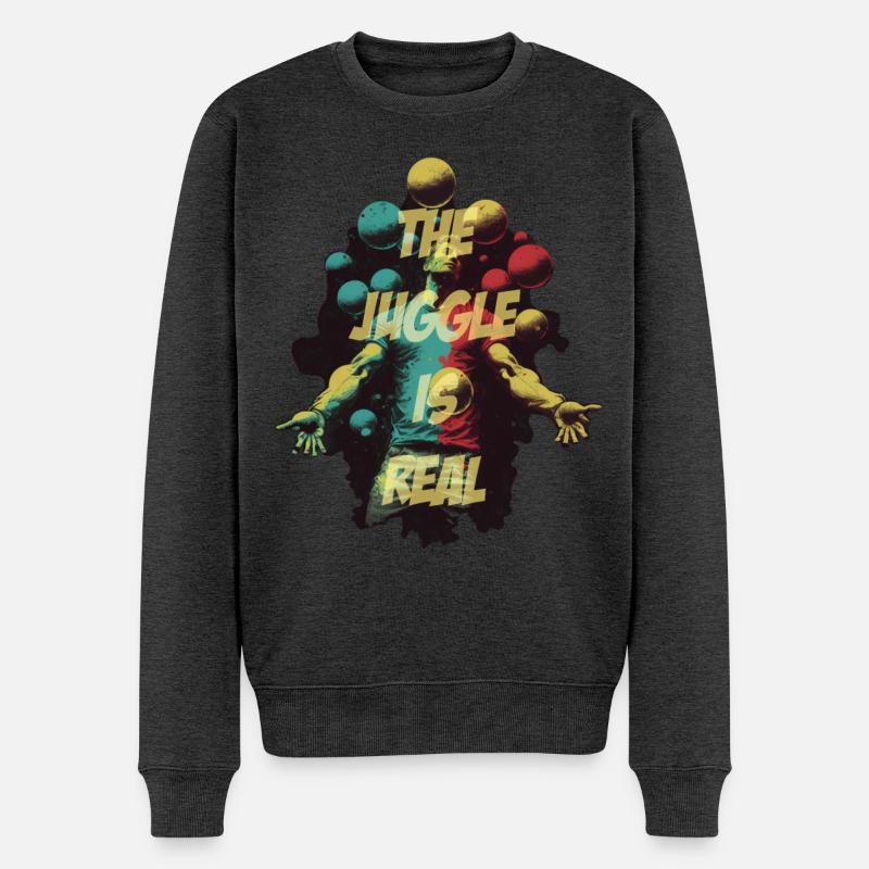 Jongleur avec lettrage - Pull Premium bio Homme - anthracite chiné