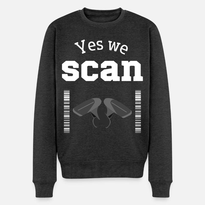 Oui, nous scannons, scanner, code-barres - Pull Premium bio Homme - anthracite chiné