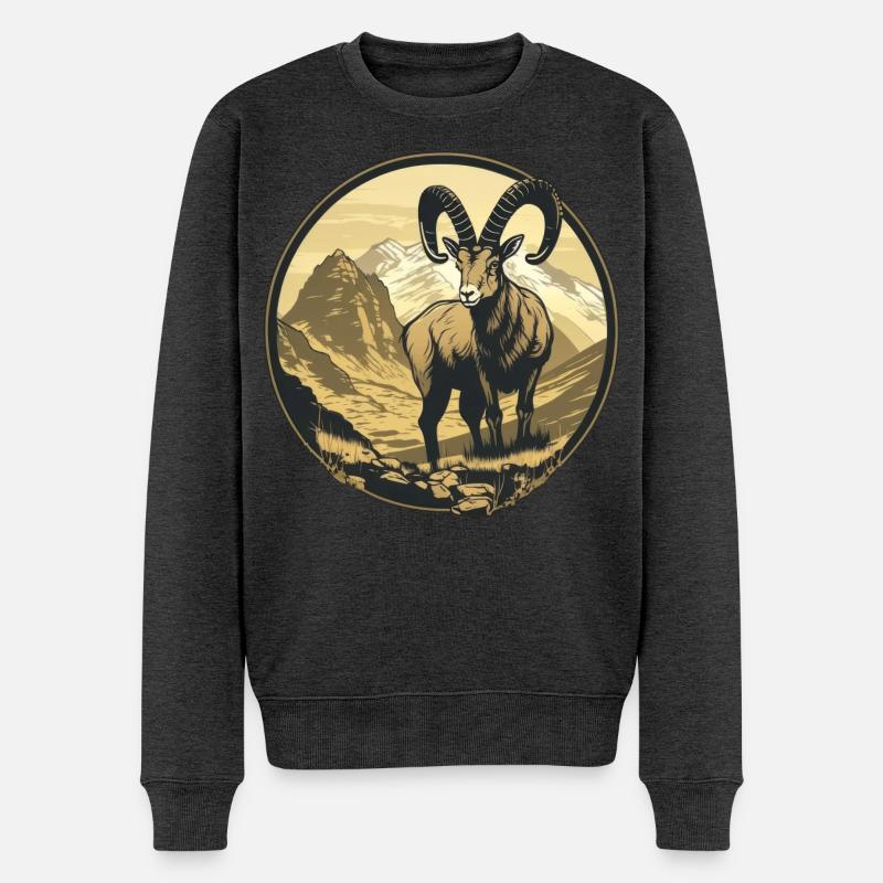 Steinbock - Männer Premium Bio Pullover - Anthrazit meliert