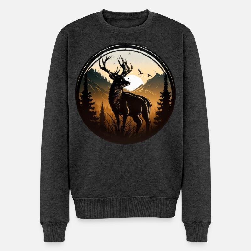 Cerfs dans les bois - Pull Premium bio Homme - anthracite chiné