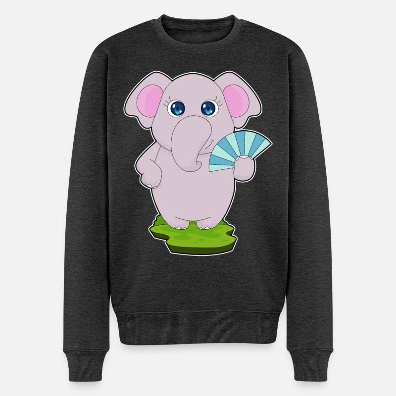 Elefant Handventilator - Männer Premium Bio Pullover - Anthrazit meliert