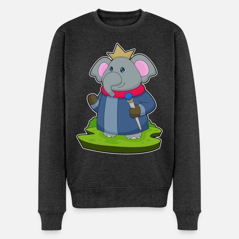 Elefant Krone - Männer Premium Bio Pullover - Anthrazit meliert