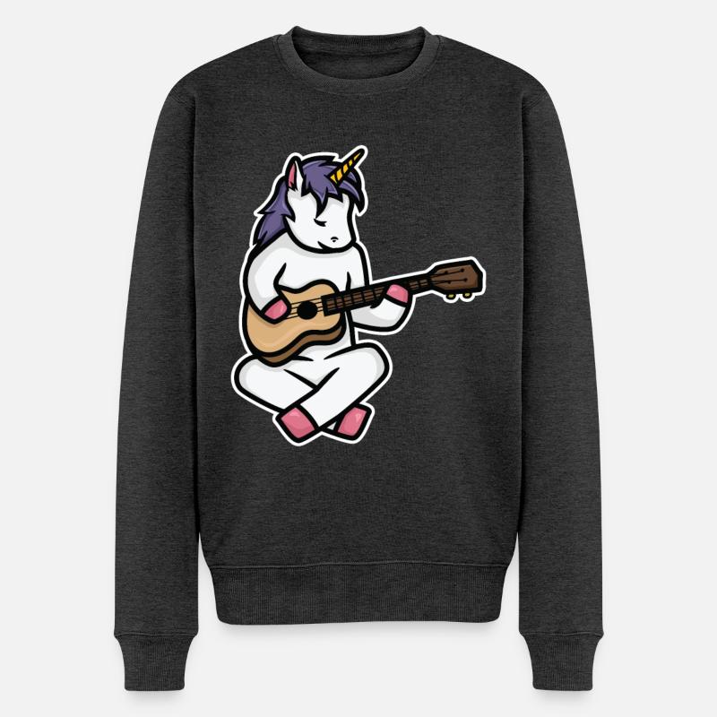 Ukulele Einhorn - Männer Premium Bio Pullover - Anthrazit meliert