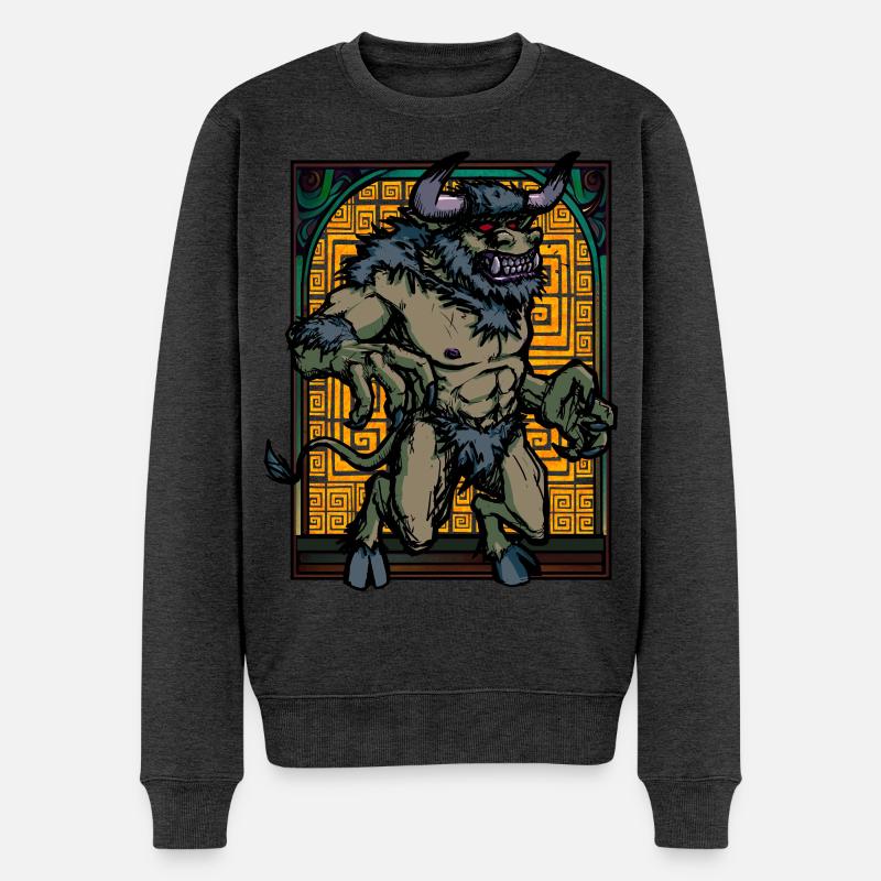 Minotaurus Neu - Männer Premium Bio Pullover - Anthrazit meliert