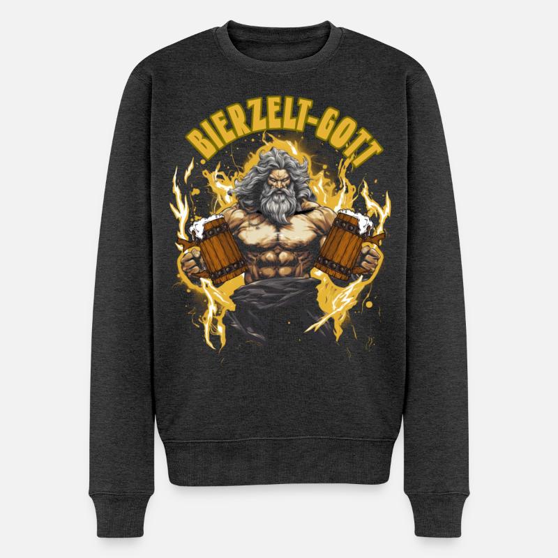 Bierzelt Gott Biertrinker Geschenk - Männer Premium Bio Pullover - Anthrazit meliert