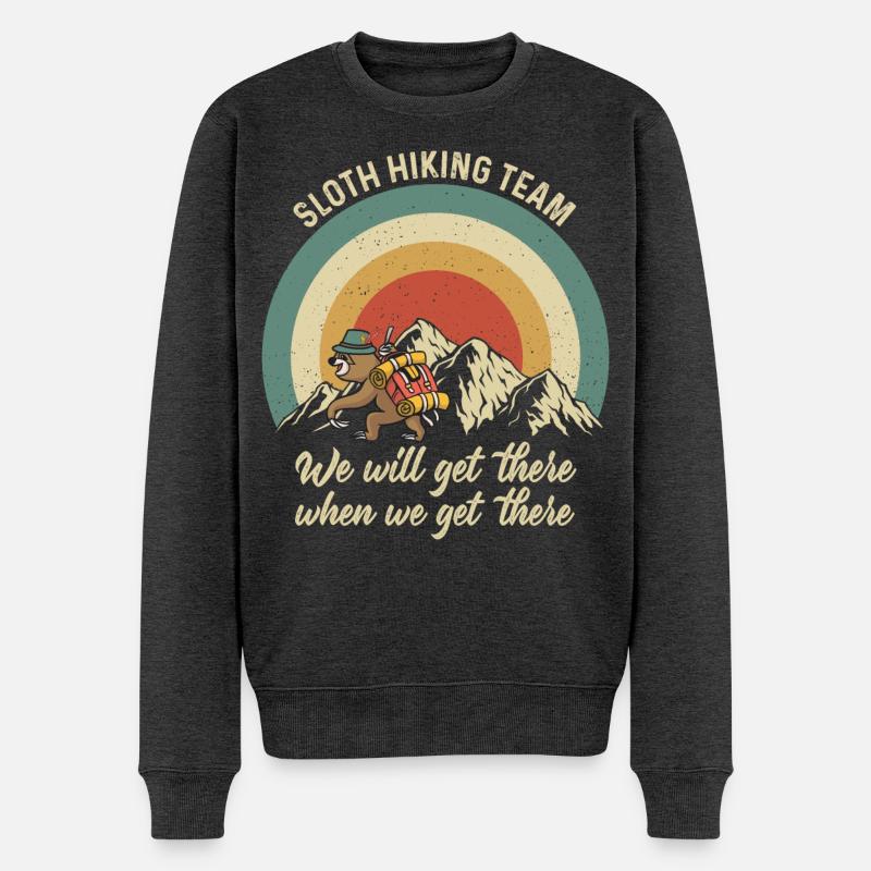 Faultier Sloth Hiking Team - Männer Premium Bio Pullover - Anthrazit meliert