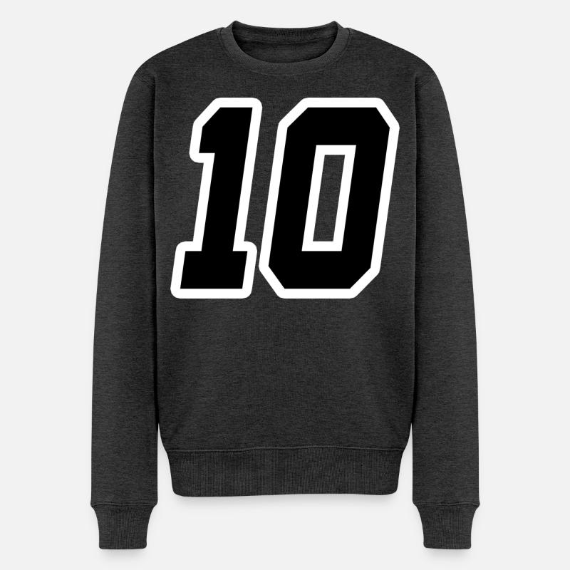 Nummer zehn 10 - Männer Premium Bio Pullover - Anthrazit meliert