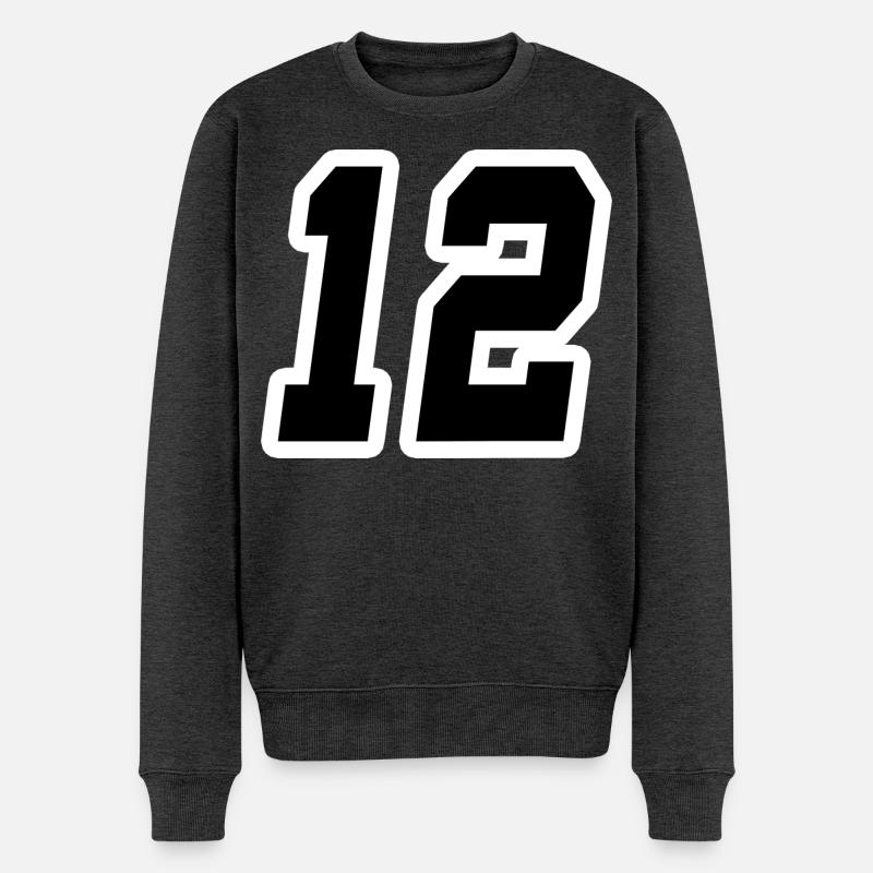 NUMMER ZWÖLF 12 - Männer Premium Bio Pullover - Anthrazit meliert