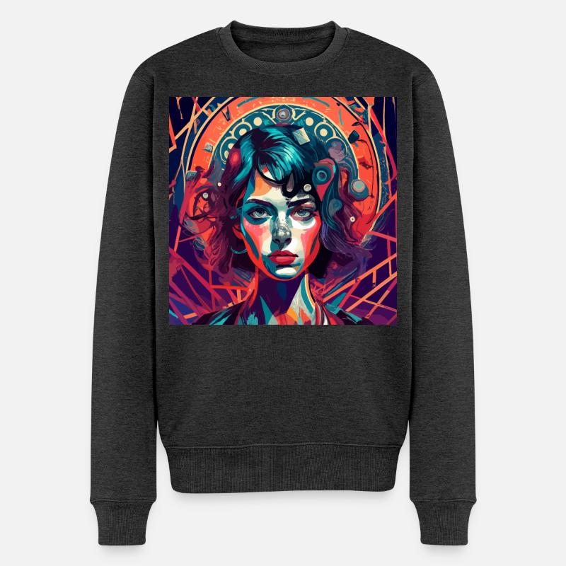Psychedelic Lady - Männer Premium Bio Pullover - Anthrazit meliert