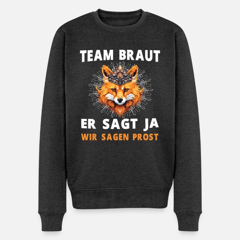 Hochzeit Junggesellenabschied Fuchs Bräutigam - Männer Premium Bio Pullover - Anthrazit meliert