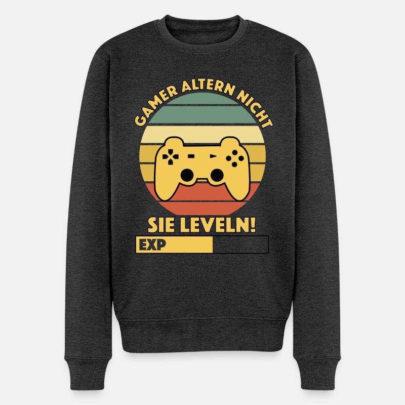 Retro Nacht Arcade Pad - Männer Premium Bio Pullover - Anthrazit meliert