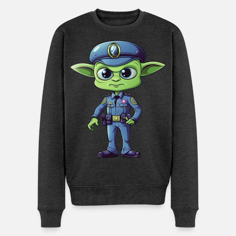 Polizei Alien - Männer Premium Bio Pullover - Anthrazit meliert