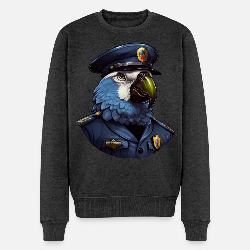 Polizei Papagei - Männer Premium Bio Pullover - Anthrazit meliert