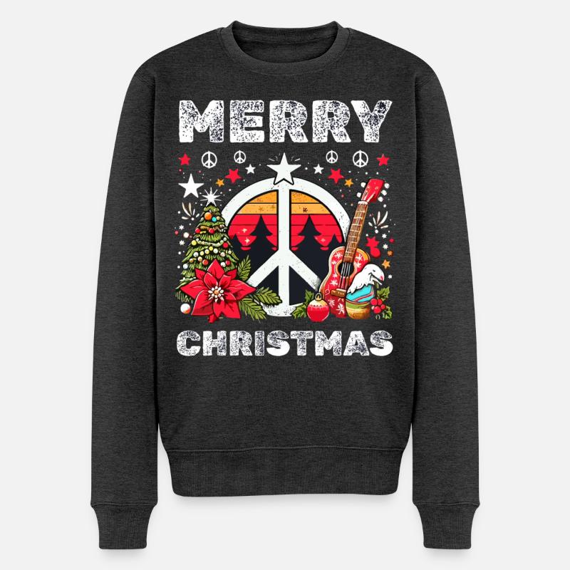 Frohe Weihnachten Frieden - Männer Premium Bio Pullover - Anthrazit meliert
