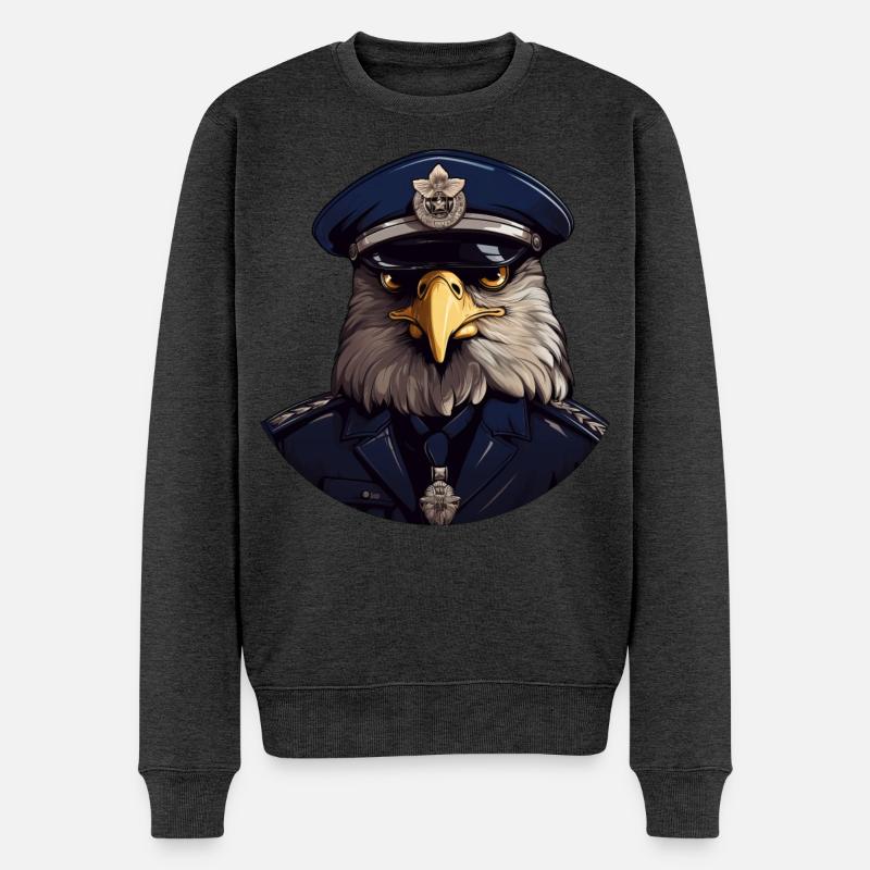 Eulen Polizist - Männer Premium Bio Pullover - Anthrazit meliert