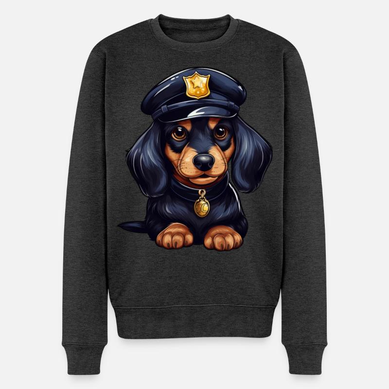 Dackel Polizist - Männer Premium Bio Pullover - Anthrazit meliert