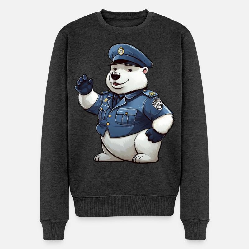 Eisbären Polizei - Männer Premium Bio Pullover - Anthrazit meliert