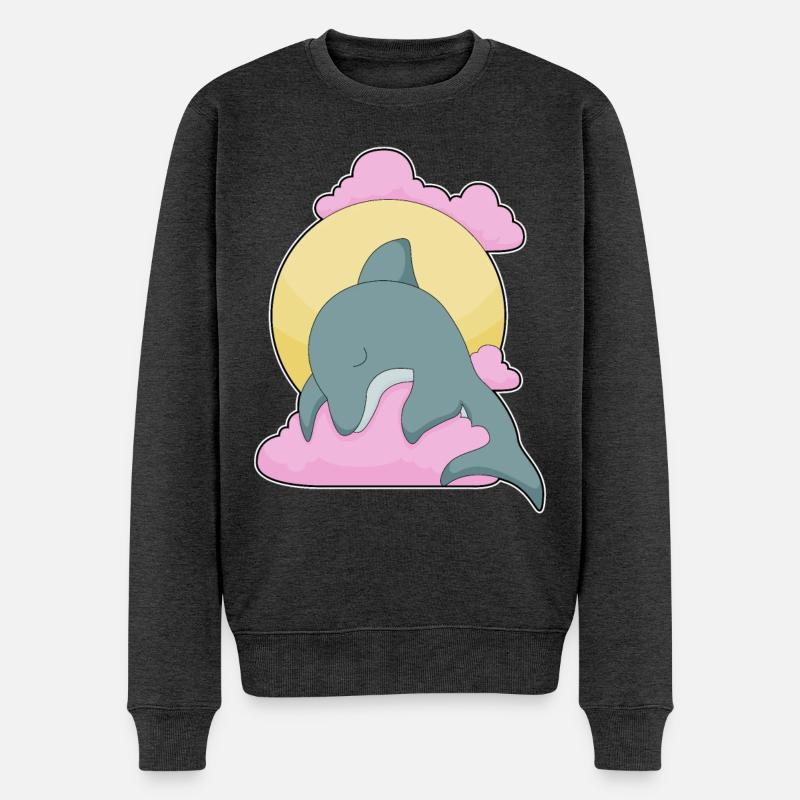 Delfin Mond Wolken - Männer Premium Bio Pullover - Anthrazit meliert