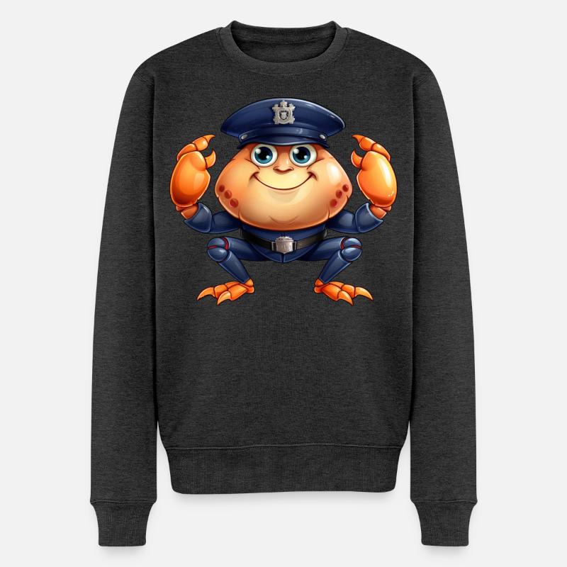Krabben Polizei - Männer Premium Bio Pullover - Anthrazit meliert