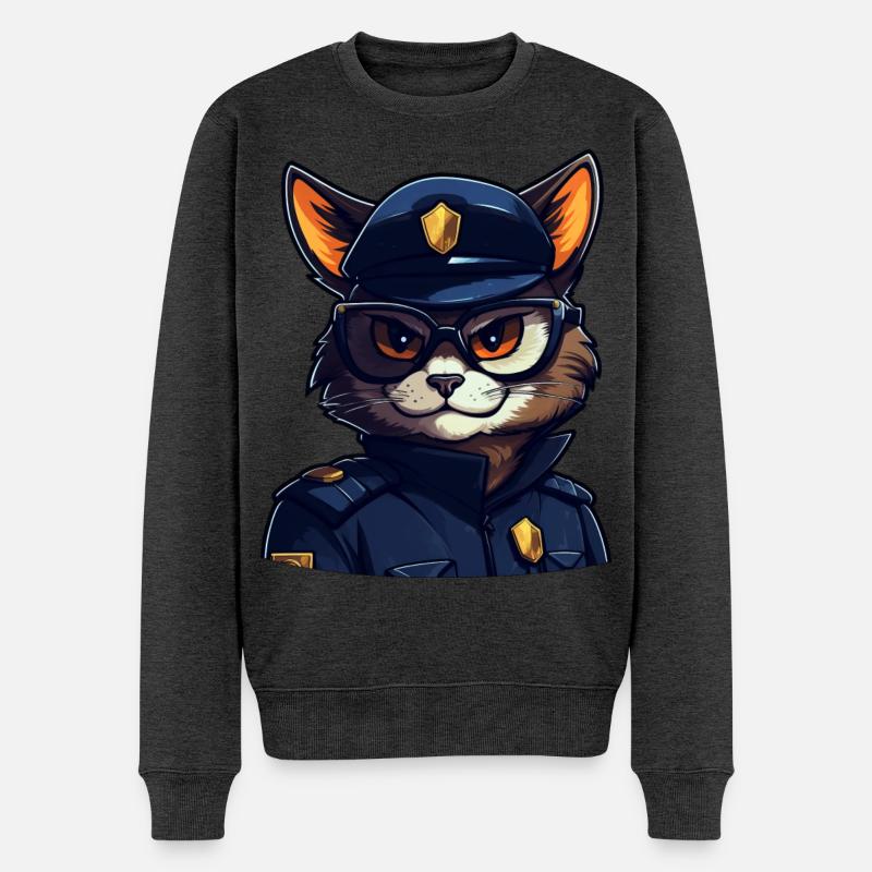 Katzen Polizei - Männer Premium Bio Pullover - Anthrazit meliert