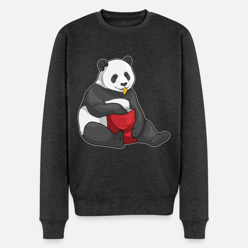 Panda Chips Sac à puces - Pull Premium bio Homme - anthracite chiné